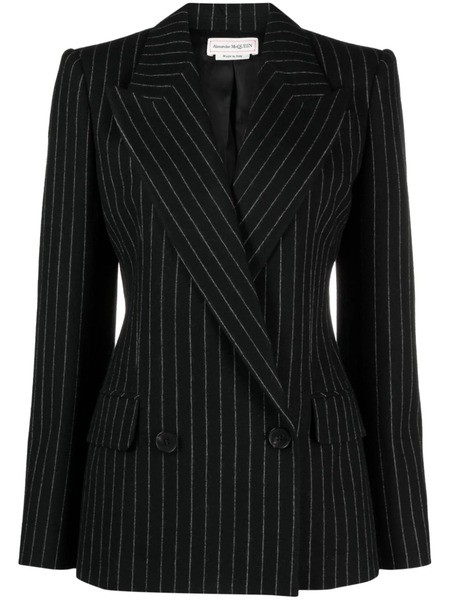  Alexander Mcqueen Striped Double-breasted Blazer - Black 