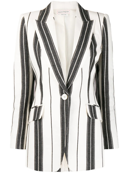  Alexander Mcqueen Striped Single-breasted Blazer - White 