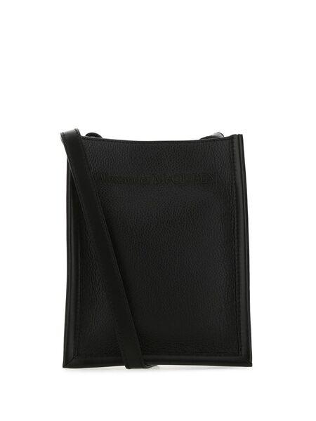  Alexander Mcqueen Structured Leather Crossbody Bag - Black 