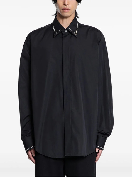  Alexander Mcqueen Studded Cotton Poplin Shirt - Black 