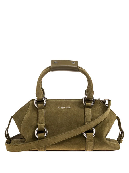  Alexander Mcqueen Suede Ring-detail Tote Bag - Green 
