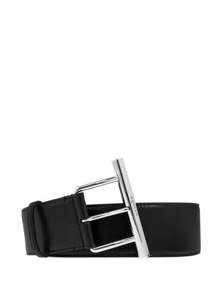  Alexander Mcqueen T-bar Engraved-logo Belt - Black 