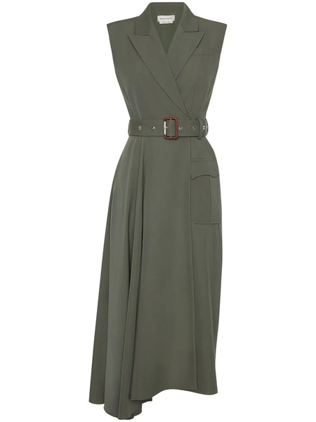  Alexander Mcqueen Tailored Wool Midi Dress - Green 