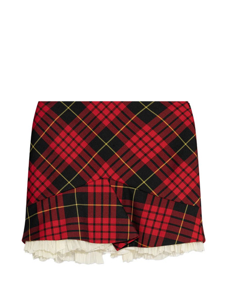  Alexander Mcqueen Tartan Ruffled Mini Skirt - Red 