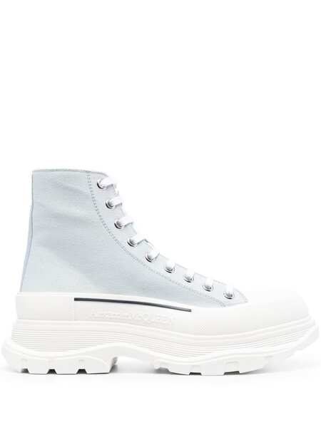  Alexander Mcqueen Tread Slick Canvas Boots - Blue 
