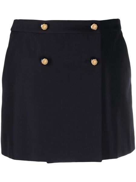  Alexander Mcqueen Wool-cotton Blend Mini Wrap Skirt - Blue 