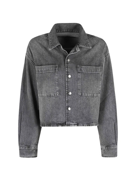  Alexander Wang Cropped Denim Shirt - Grey 