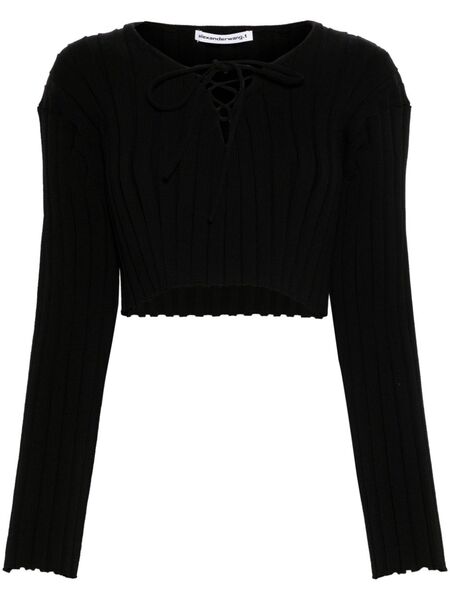  Alexander Wang Cropped Ribbed Sweater - Black 
