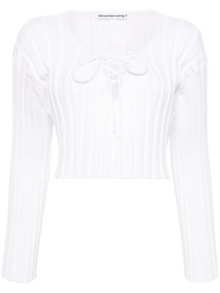  Alexander Wang Cropped Ribbed Sweater - White 