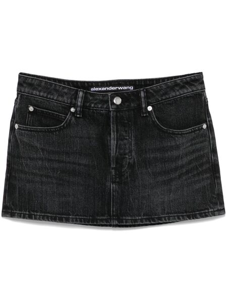  Alexander Wang Crystal Denim Mini Skirt - Black 