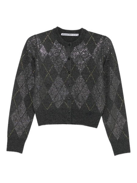  Alexander Wang Crystal-embellished Argyle Cardigan - Grey 