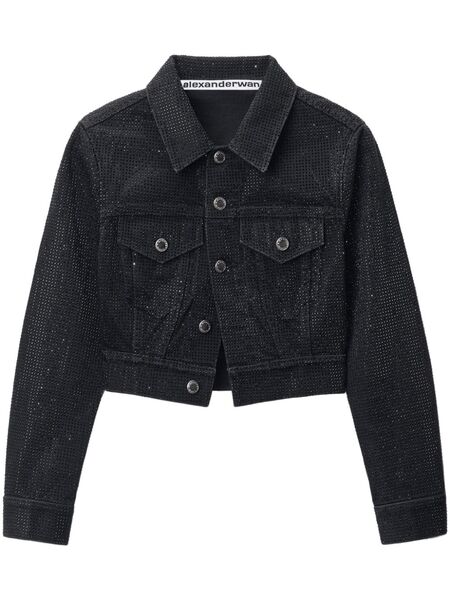  Alexander Wang Crystal-embellished Denim Jacket - Black 