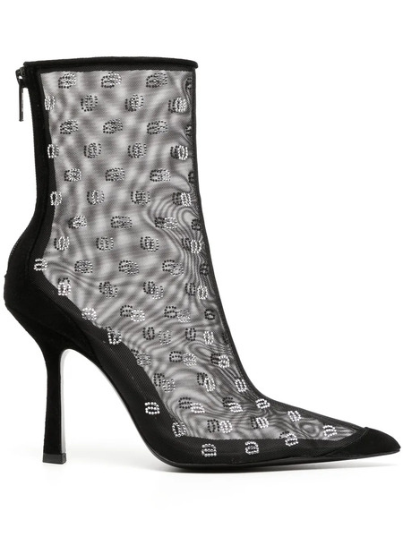  Alexander Wang Crystal-logo Mesh Boots - Black 