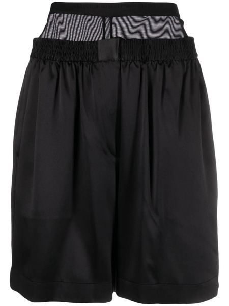  Alexander Wang Layered Silk-charmeuse Boxer Shorts - Black 