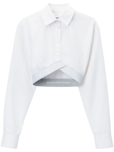  Alexander Wang Logo-band Cropped Shirt - White 