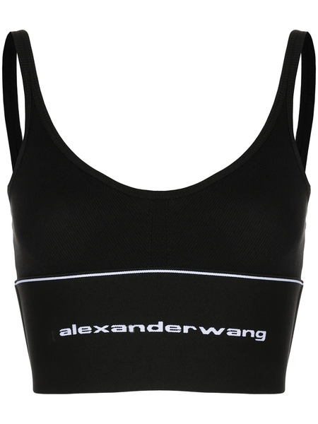  Alexander Wang Logo Elasticated-hem Bra - Black 