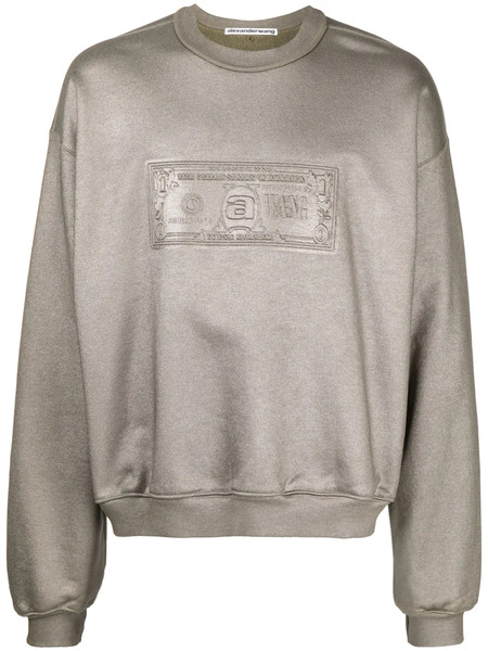  Alexander Wang Logo-embossed Metallic-finish Sweatshirt - Grey 