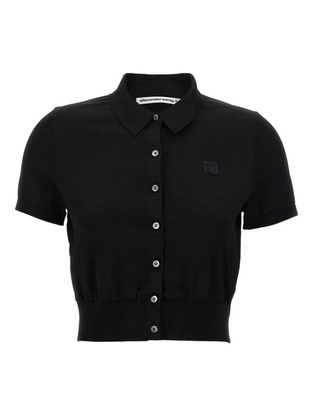  Alexander Wang Logo-embroidered Short-sleeve Shirt - Black 