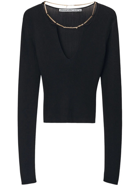  Alexander Wang Logo-plaque Knitted Top - Black 