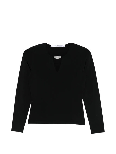  Alexander Wang Logo-plaque V-neck Sweater - Black 