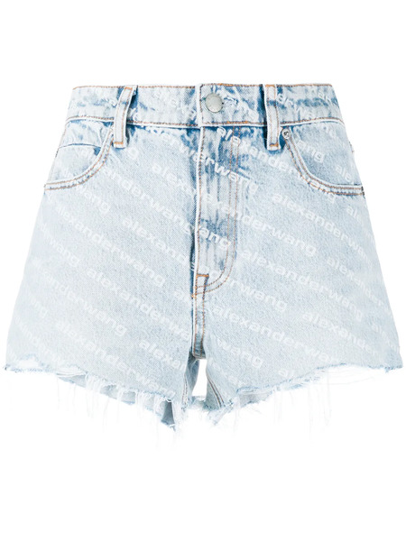  Alexander Wang Logo-print Denim Shorts - Blue 