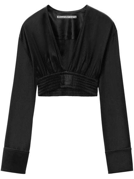  Alexander Wang Long-sleeve Cropped Blouse - Black 