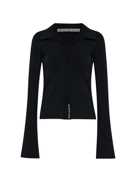  Alexander Wang Long-sleeve Polo-collar Blouse - Black 