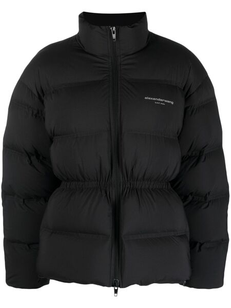 Alexander Wang Reflective-logo Jacquard Puffer Jacket - Black 