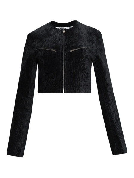  Alexander Wang Velvet-effect Cropped Jacket - Black 