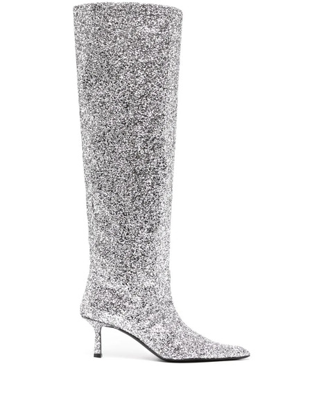  Alexander Wang Viola 60mm Glitter Long Boots - Silver 