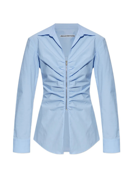  Alexander Wang Zip-up Ruched-detail Shirt - Blue 