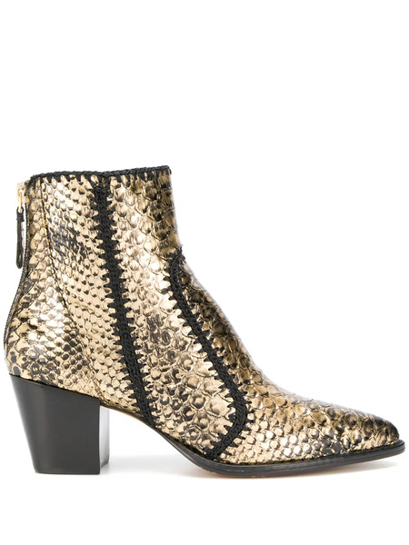  Alexandre Birman Crocodile-effect Boots - Gold 