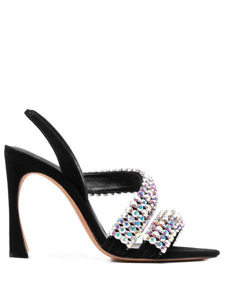  Alexandre Birman Crystal-embellished Leather Sandals - Black 