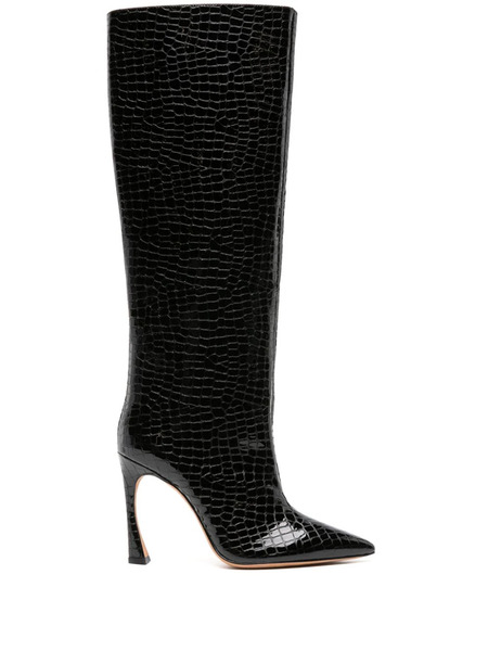  Alexandre Birman Kyra 100mm Crocodile-embossed Boots - Black 