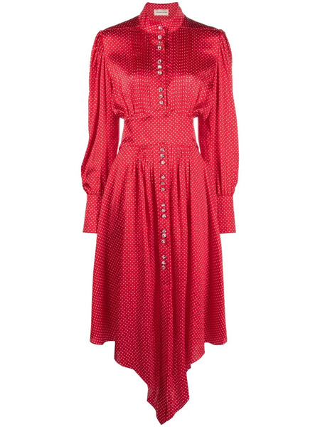  Alexandre Vauthier Asymmetric Polka-dot Silk Dress - Red 
