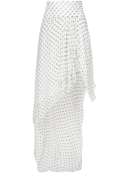  Alexandre Vauthier Asymmetric Spotted Ruffled Skirt - White 