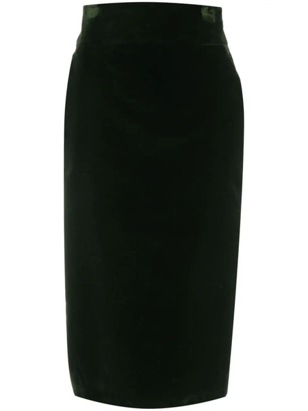 Alexandre Vauthier Cotton Velvet Midi Skirt - Green 