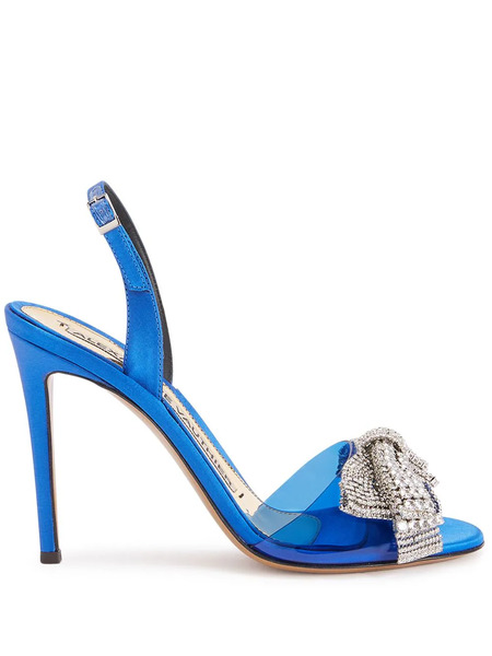  Alexandre Vauthier Crystal-embellished Bow 105mm Sandals - Blue 