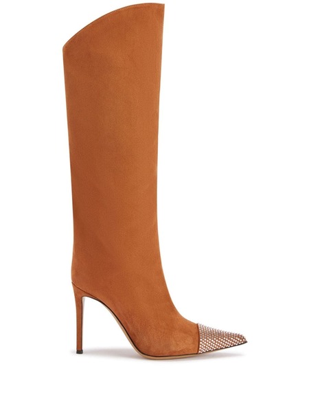  Alexandre Vauthier Crystal-embellished 105mm Boots - Brown 