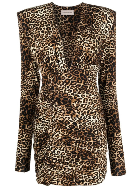  Alexandre Vauthier Leopard-print V-neck Mini Dress - Brown 