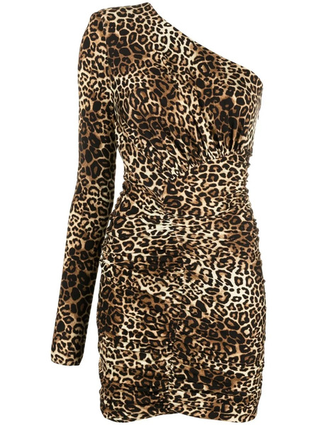  Alexandre Vauthier One-shoulder Leopard-print Minidress - Neutrals 