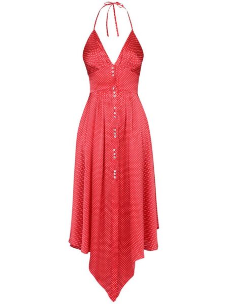  Alexandre Vauthier Polka-dot Print Halterneck Midi Dress - Red 