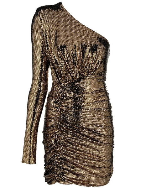  Alexandre Vauthier Sequin-embellished Ruched Dress - Gold 