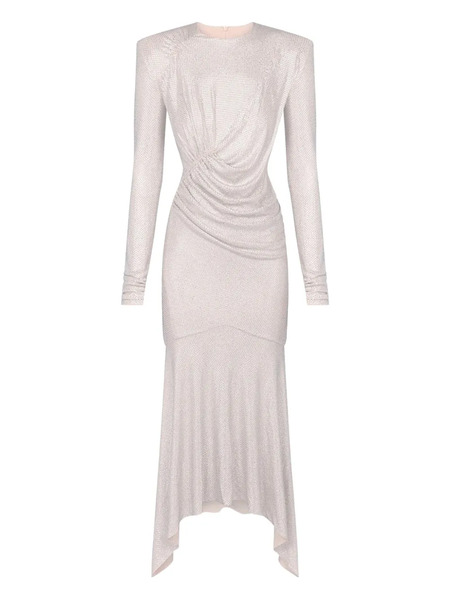  Alexandre Vauthier Strass-embellished Asymmetric Midi Dress - Neutrals 