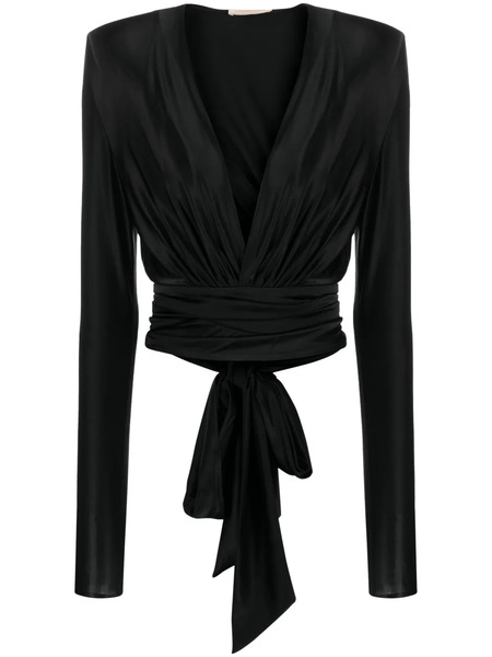  Alexandre Vauthier V-neck Tied-waist Blouse - Black 
