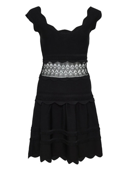  Alexis Hopper Scalloped Lace-insert Dress - Black 