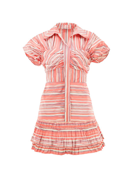 Alexis Lara Striped Ruffled Dress - Orange 