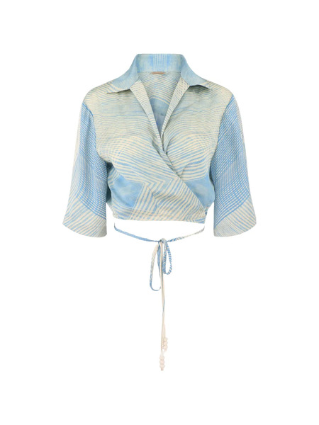  Alexis Liari Tie Crop Top - Blue 