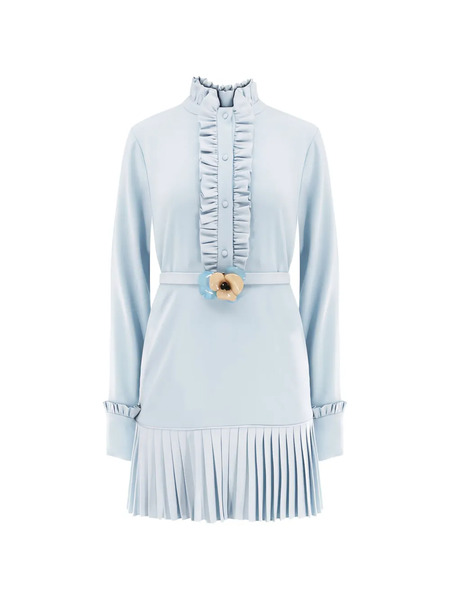  Alexis Romina Ruffled Pleated Dress - Blue 
