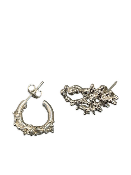 Alga Jewelry Creole Coral Post-back Earrings - Silver 